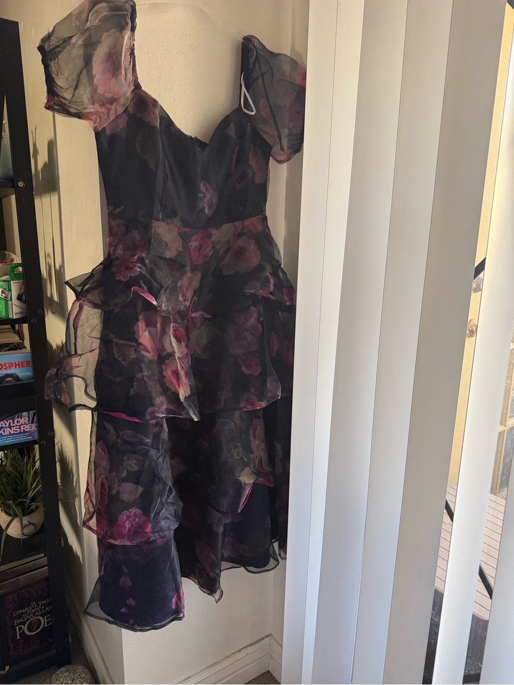 Lulu's Navy Floral Tiered Midi Dress with Pink Accents - Picture 6 of 10
